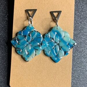 Blue and Silver Geometric Earrings